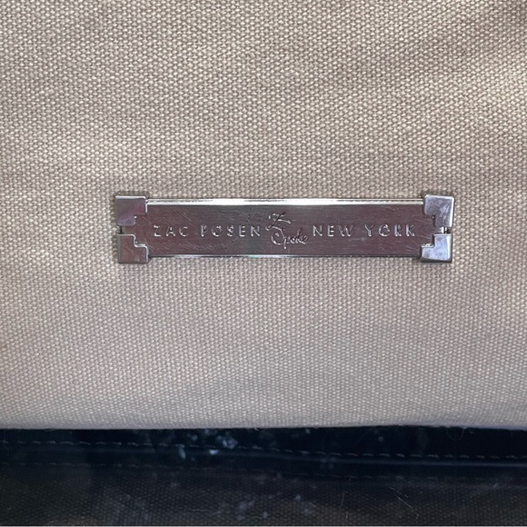 💋💋RARE💋💋 Zac Posen Leather And Canvas Tote Bag - Picture 10 of 16